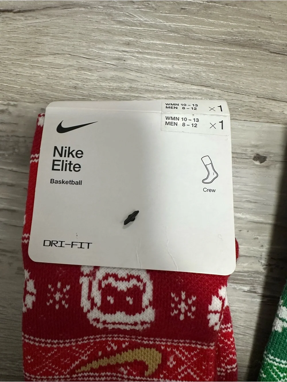 Nike Men's Crew Athletic Socks - Red & Green Holiday Knit